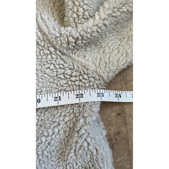 Chubbies Mens Sherpa Fleece Hoodie Cream Navy Blue Pullover Large Zipper Pockets - Picture 6 of 9